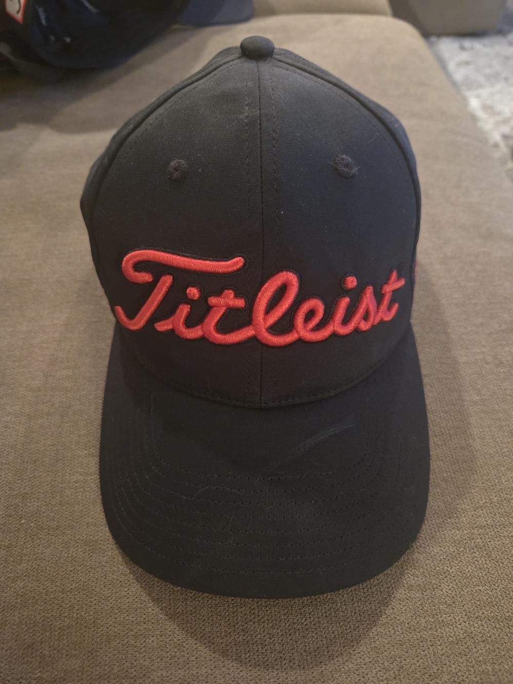 Titleist Black Cap with Red Script Logo